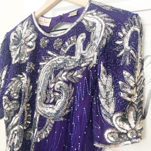 VINTAGE Laurence Kazar Beaded Sequin Silk Dress image 3