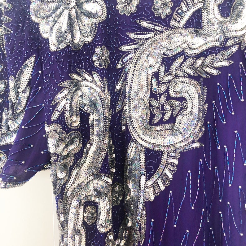 VINTAGE Laurence Kazar Beaded Sequin Silk Dress image 4