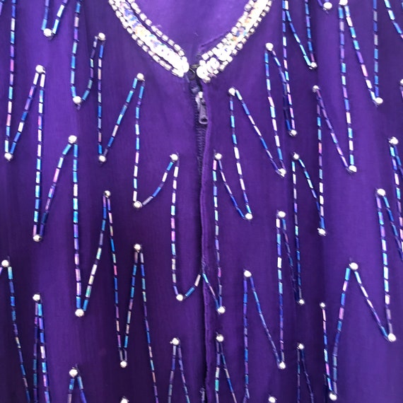 VINTAGE Laurence Kazar Beaded Sequin Silk Dress - image 5