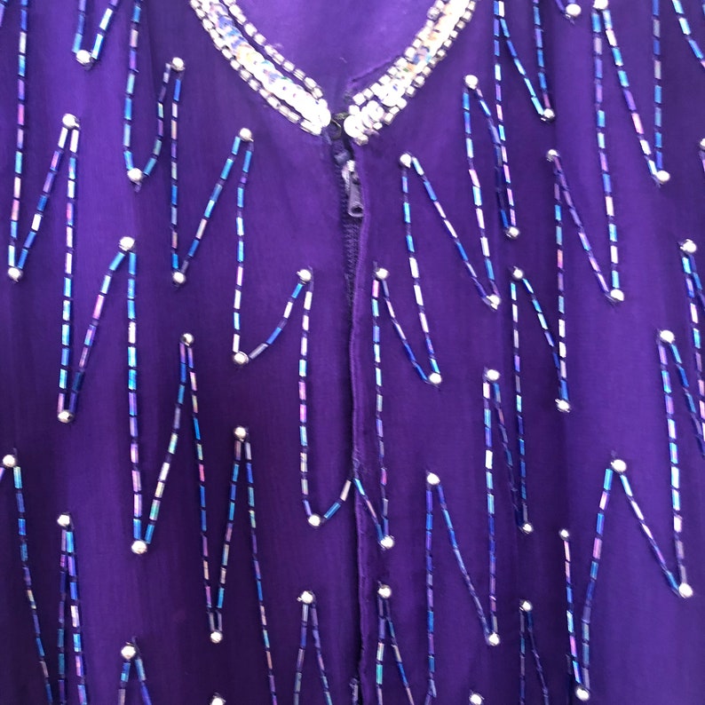 VINTAGE Laurence Kazar Beaded Sequin Silk Dress image 5