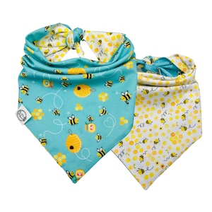 Personalized Bee Dog bandana - Honey bee flower bandana -Summer dog bandana - Cat bandana - Dog bandana - Reversible Bandana - Cute Dog Gift
