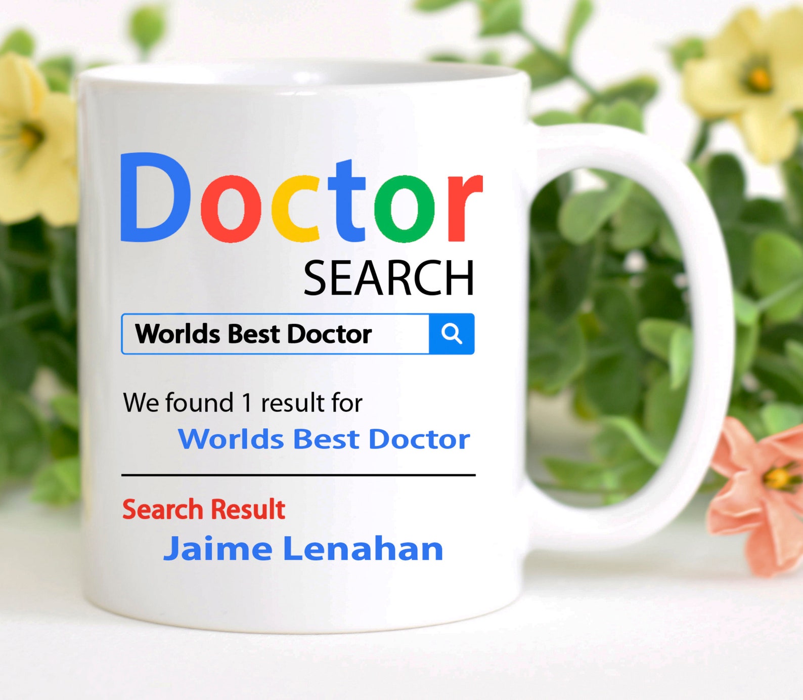 Worlds Best Doctor Search Mug. Unique Personalised Gift for Etsy