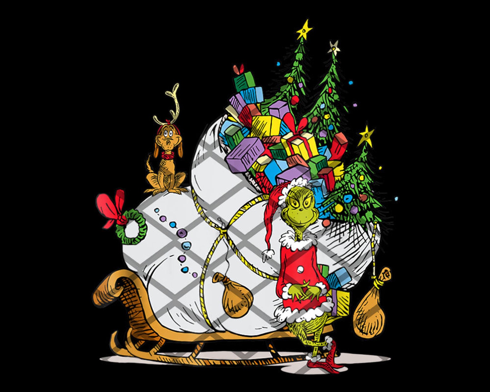 Dr Seuss Grinch Sleigh Png File Download Etsy