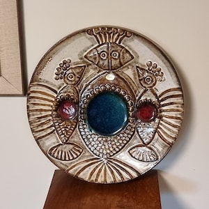 Large Soholm Denmark stentoj 3561 wall plaque | Designed by Joseph Simon | Danish pottery |