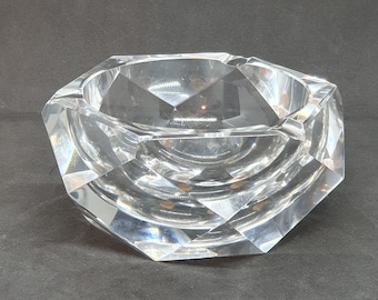 Murano crystal faceted ashtray from the 70’s | Italian faceted glass |