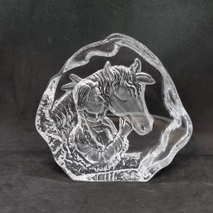 Vintage Sweden glass engraved ice block sculpture |