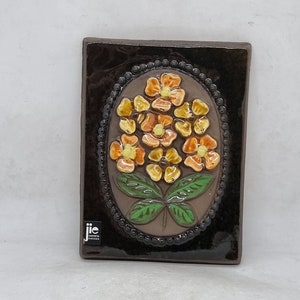Vintage JIE GANTOFTA ceramic Wall Plaque no. 844 &quot;Flowers&quot; |