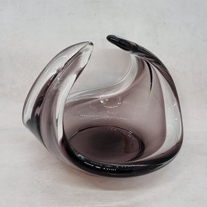 Vintage Flygfors glass basket | Swedish art glass |