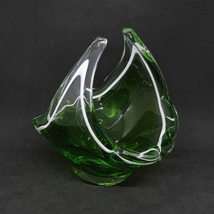 Flygfors glass candle bowl | Swedish art glass Mid Century Modern |