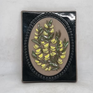 Vintage JIE GANTOFTA ceramic Wall Plaque &quot;Flowers&quot; no. 889 | Designed by Aimo Nietosvuori |