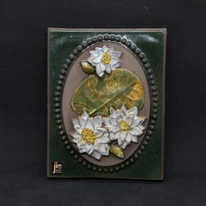 Vintage JIE GANTOFTA ceramic Wall Plaque &quot;Flowers&quot; no. 893 | Designed by Aimo Nietosvuori |