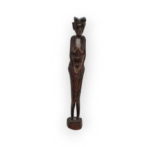 Vintage African ebony wood carved statue | Hand carved wood figurine |