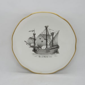 Placa de navio vintage Rorstrand Suécia no. 1400 | Serviços Kungsholm |