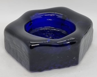 Vintage kobalt blauw glas kandelaar | Scandinavisch glazen |