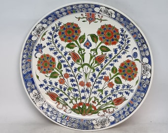 Piatto da muro decorativo in ceramica vintage fatto a mano di "Lindos Keramik" / Prodotto in Grecia /