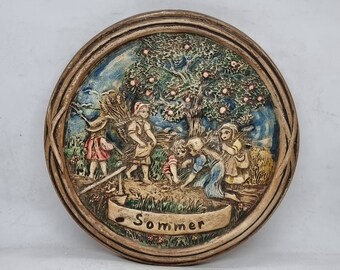 Vintage ceramic wall plaque - Sommer | Made in Germany |