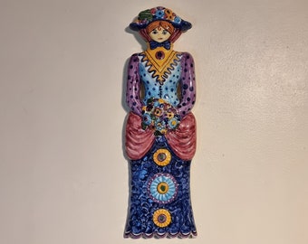 Large "SMF Schramberg boutique" ceramic wall decoration | Hand-painted colorful ceramic | Made in Germany |