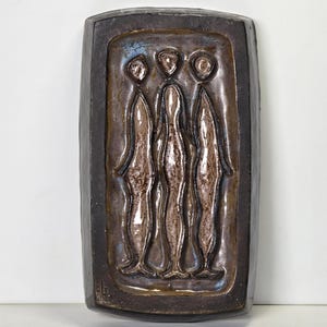 Vintage Lars Bergsten Ceramic Wall Plaque – Mid-Century Scandinavian Modern Art