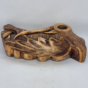 Vintage hand carved wood candle holder |