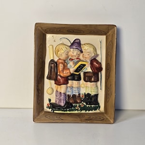 Vintage Porcelain Wall Plaque - Hummel Style