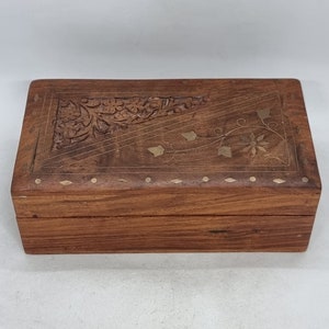 Vintage Indian Inlay Wood Jewelry Box |