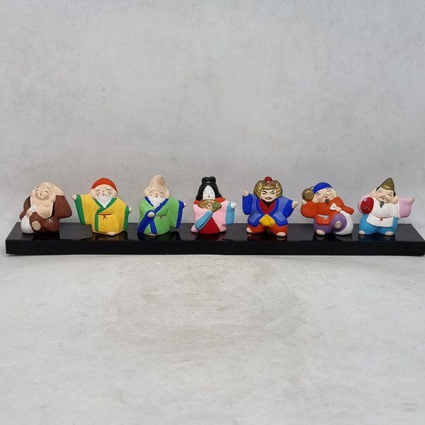 Figurines miniatures japonaises sur | en bois Lot de 7 | figurines vintage |