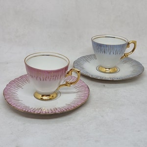 2x &quot;Import&quot; porcelain espresso cups and saucers |