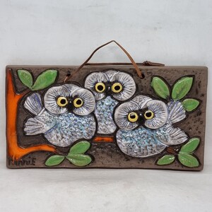 Ninnie Forsgren (1960s) Sweden Wall Plaque - &quot;Owls&quot; | Plaque no. 119 | Wall Decor |