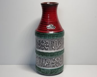 vintage 文様のある花器 ヴィンテージ 西ドイツ 花瓶 BAY Ceramics 620-25 MCM 赤陶器 1960