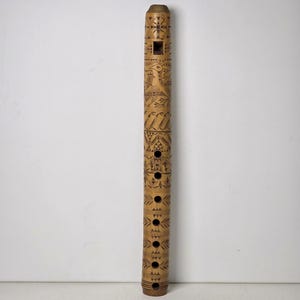 Handcrafted Vintage Bamboo Flute – Ethnic Fipple Flute with Intricate Carvings