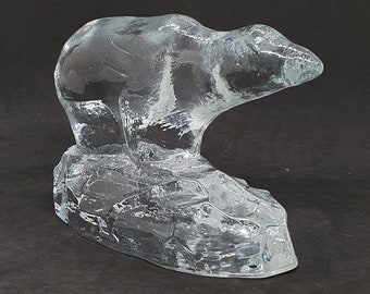 ヴィンテージ「Sea Glasbruk Kosta」シロクマのガラス置物