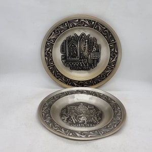 Vintage 1983/1984 Astri Holthe Norwegian Pewter Christmas plates |