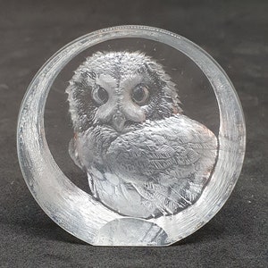 Art Glass Owl figurine | Vintage Sweden figurine | Clear Art Glass Owl Figurine | Handsculpted Glass Owl Figure | Collectible owl |