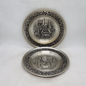 vintage 1987/1988 Assiettes de Noël en étain norvégien Astri Holthe |