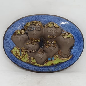 Vintage JIE GANTOFTA ceramic Wall Plaque &quot;Family&quot; | Made in Sweden |