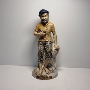 Vintage Porcelain Fisherman Figurine | Made In Italy |