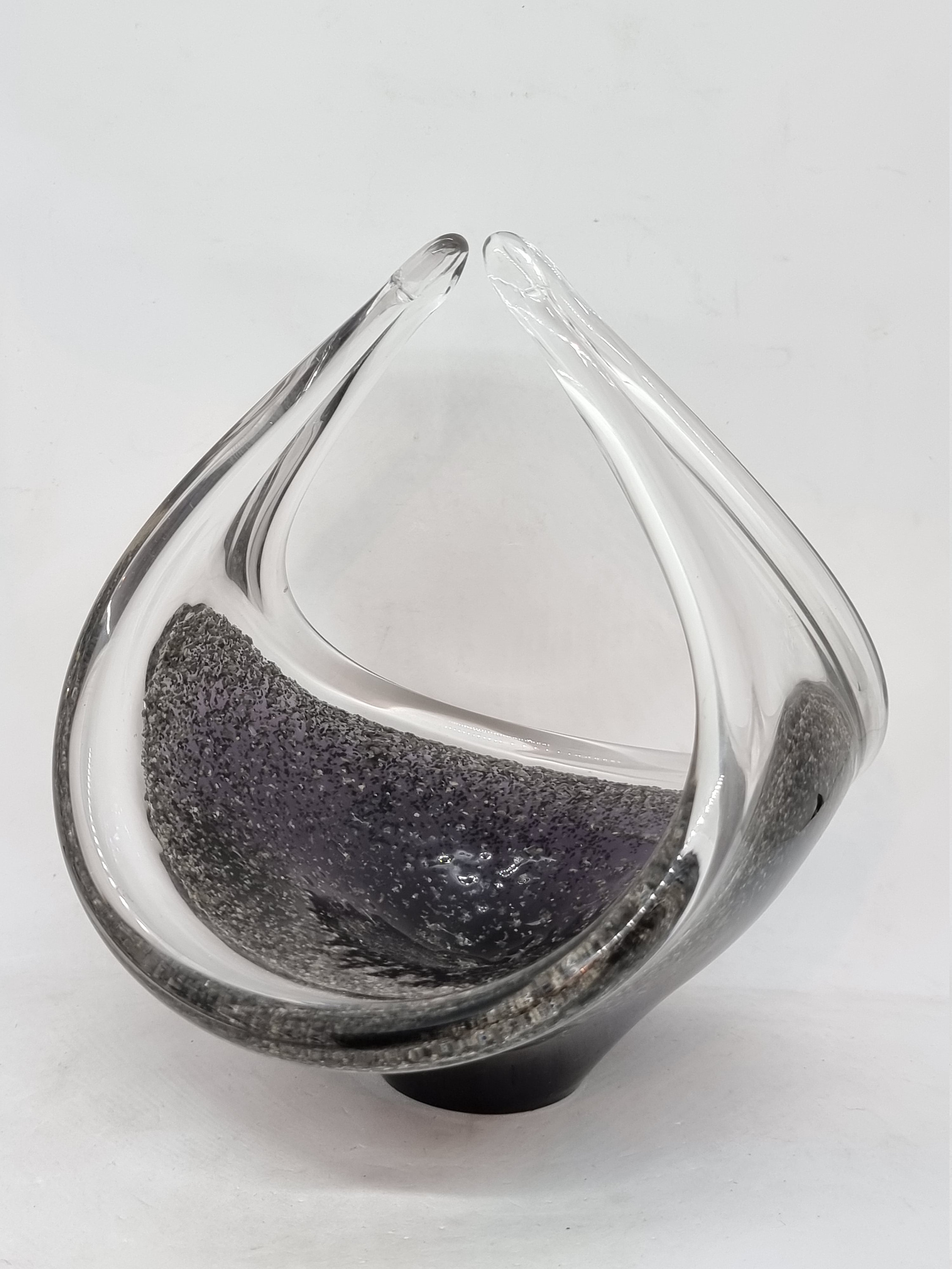 工芸品 Swedish Flygsfors art glass Coquille Vintage MCM Flygsfors COQUILLE Paul Kedelv Art Glass Bowl