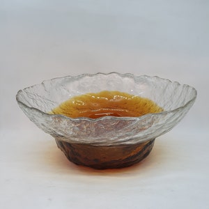 Humppila bol en verre ambré | Fabriqué en Finlande | Conçu par Pertti Santalahti | vintage Cristal en verre |