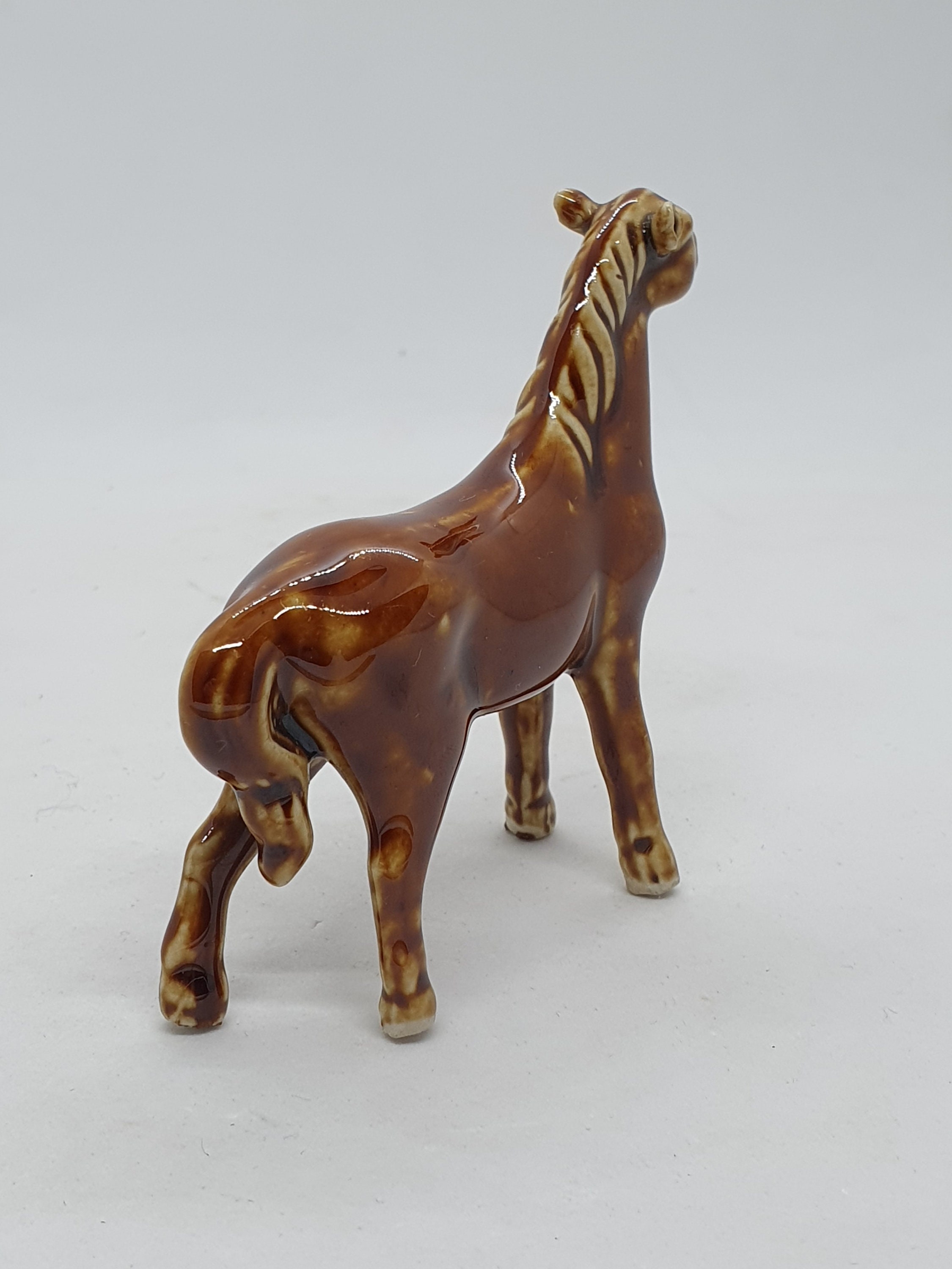 Vintage Brown Glazed Ceramic Small Horse Figurine Germany Etsy