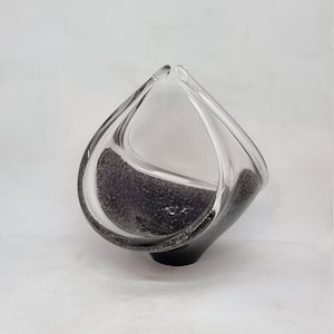 Vintage Flygsfors Coquille glass basket | Swedish art glass | Mid Century Modern |
