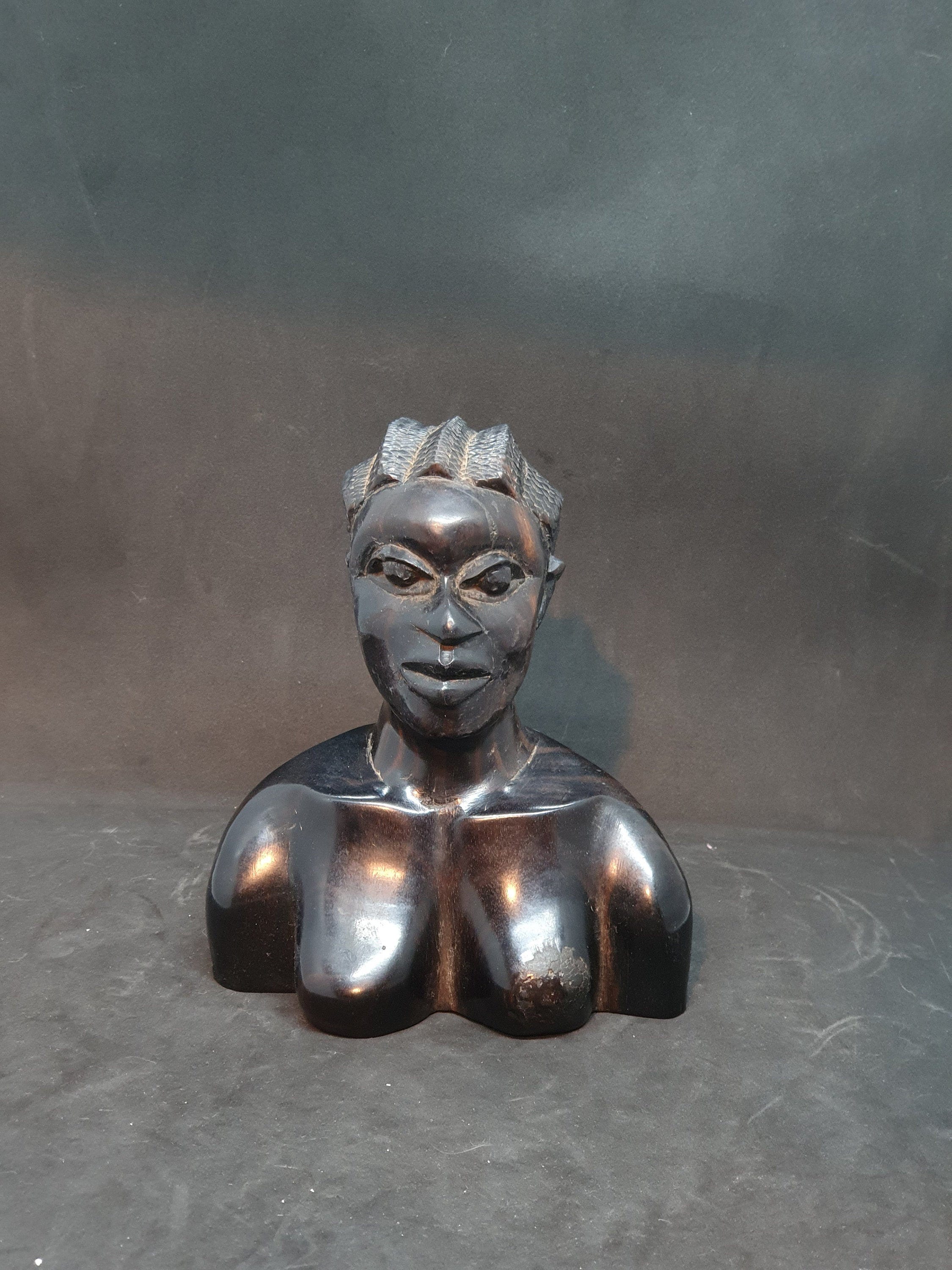 Figurines Sculpture Vintage African ebony wood carved statue Female