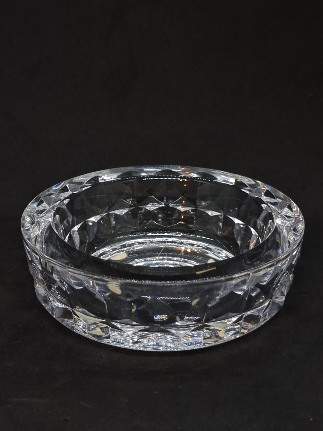 Vintage Kosta Boda Crystal Glass Ashtray | Signed 