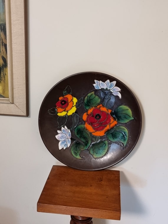 Large Mid Century Ruscha Fat Lava Ceramic Wall Plate | Made in