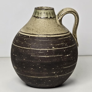 Vintage Swedish Stoneware Vase with Handle – Rustic Mid-Century Charm