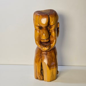 Handcrafted Wooden Sculpture - Unique Carved Face Art Piece