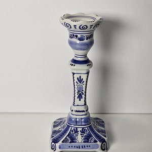 Vintage Delft Blue Ceramic Candlestick Holder | Made in Holland |
