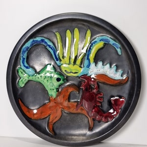 Mid-Century Ceramic Plate From Cerenne Vallauris, France |