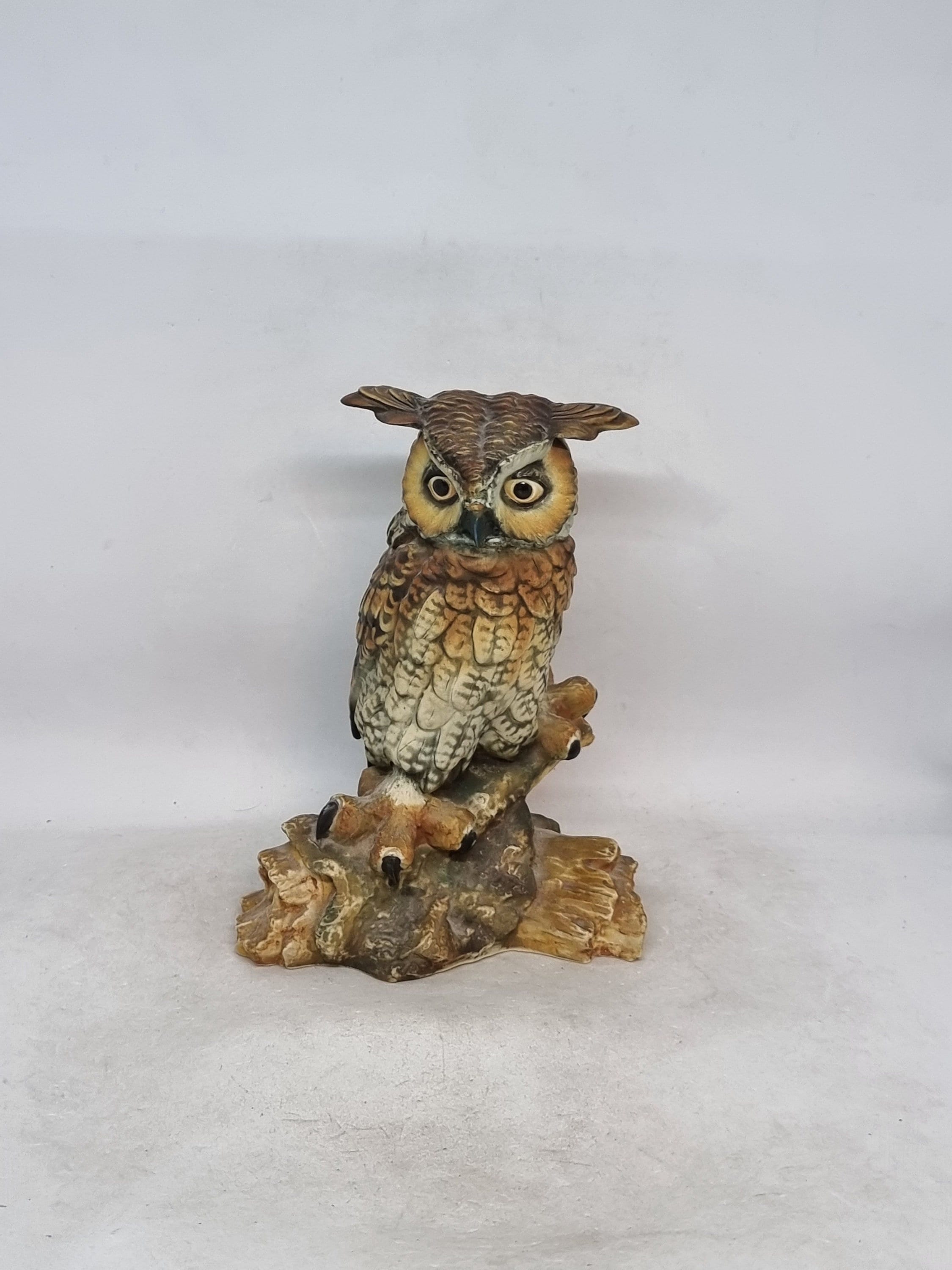 Vintage Hand Painted Owl Figurine by V.Bindi | Made in Italy |