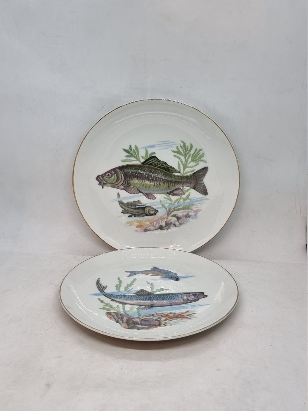 2 X Japanese Fish Plates Collectable Plates Ena Pottery SUE Ceram Etsy