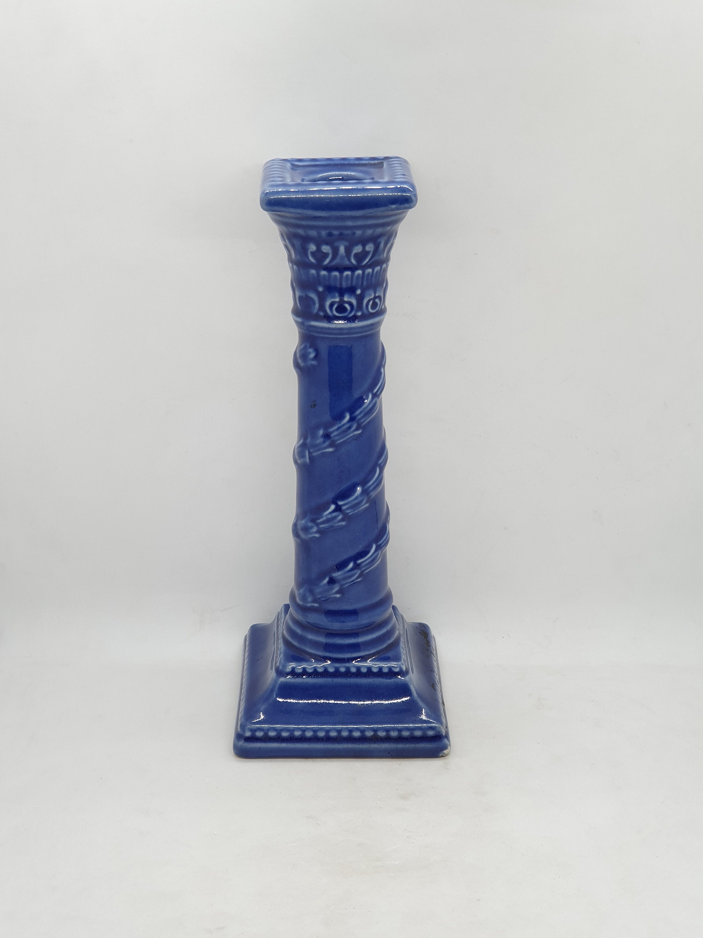 Portugal Vintage Ceramic Candle Holder Blue Candle Holder Etsy